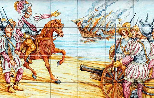 The Spanish army gradually defeated the Aztec forces.