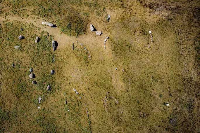 The stones used as grave markers have been disturbed after many centuries