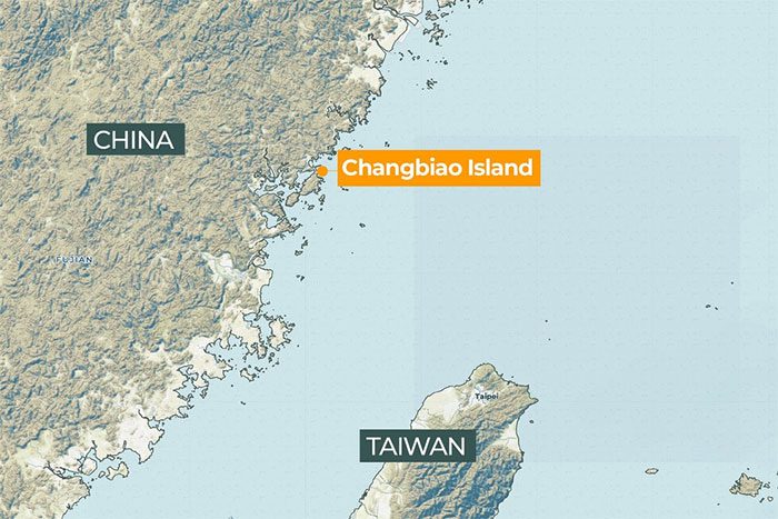Location of Changbiao Island, where China is building 2 nuclear power plants