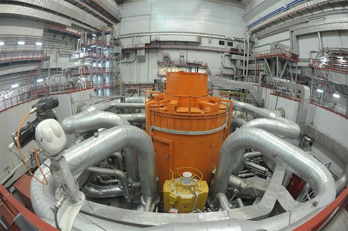 Inside a nuclear reactor using Russian breeder reactor technology.