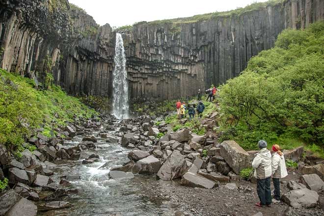 The beautiful basalt cliffs - even without the waterfall.