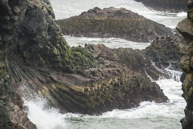 Basalt columns by the sea