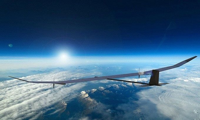 Simulation of the PHASA-35 drone flying in the stratosphere.