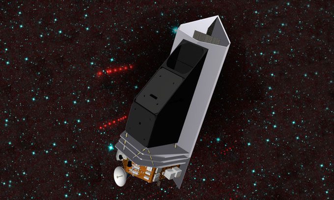 Illustration of the NEO Surveyor space telescope.