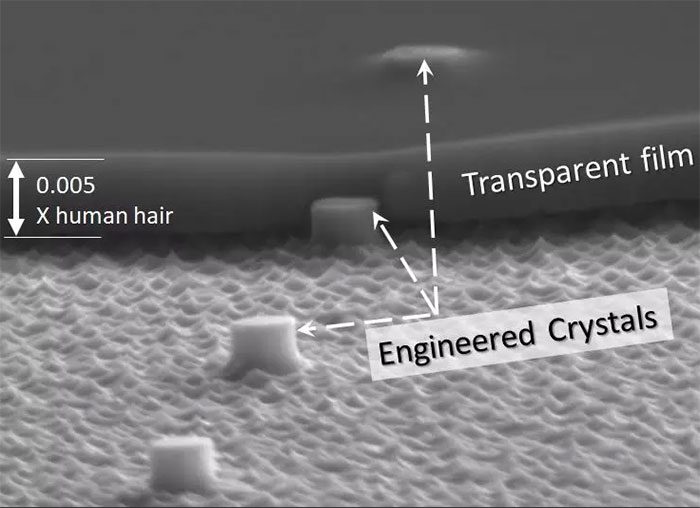 Electron microscope image of the film that allows seeing through darkness from ANU.