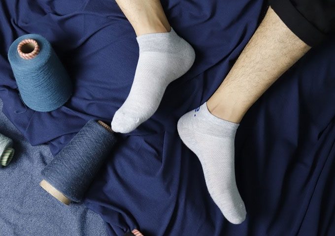 Socks made from hard plastic bottles.