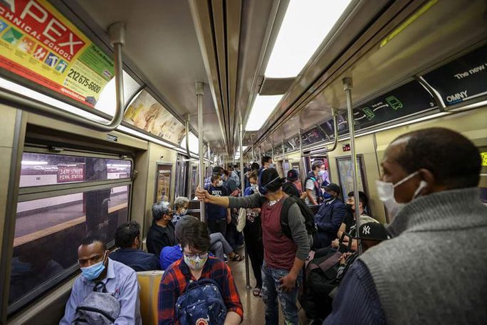Passengers on the subway in New York City, USA, on May 24.