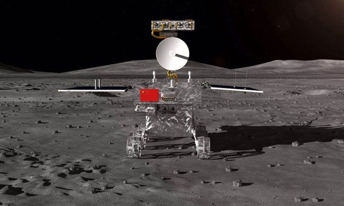 Illustration of Chang'e 4 landing on the Moon's far side.