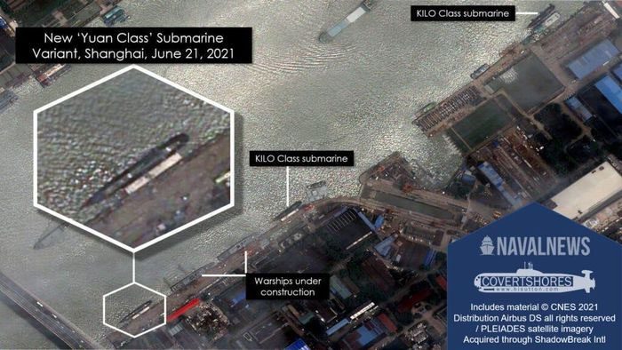 The mysterious submarine is currently on a river in Shanghai.