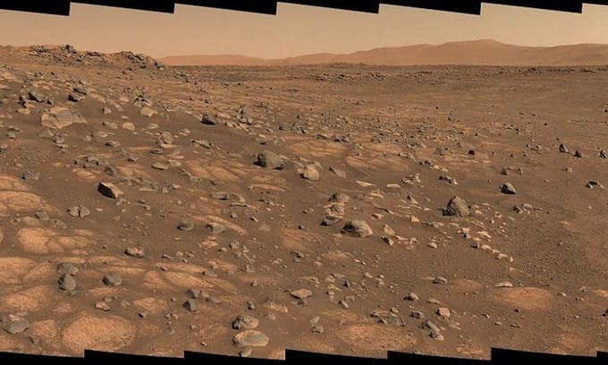 The geological area "Cratered Floor Fractured Rough" on Mars in a photo taken on July 8.