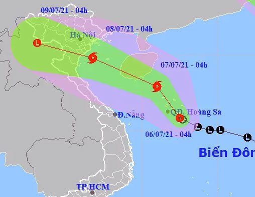 Path of the tropical depression.