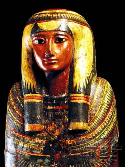 The beautiful coffin of the ancient Egyptian church singer Sha-Amun-en-su.