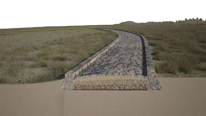 Reconstruction of the road in the ancient Roman belt.