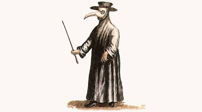 Plague doctor uniform during the Black Death.