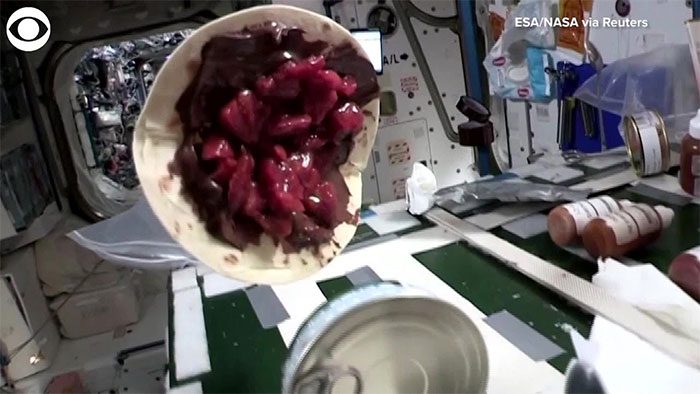 The pancake made on the ISS features a pancake base, strawberries, and chocolate.
