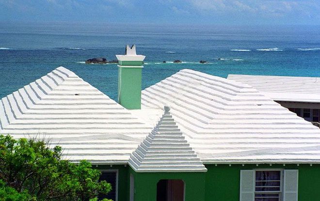 White stepped roofs in Bermuda