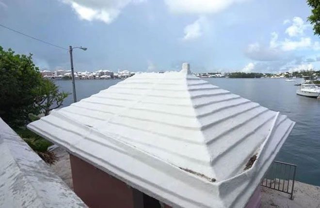 These white roofs are used to collect rainwater.