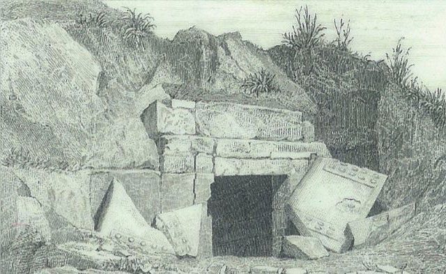 Sketch of the location of Alexander the Great's mother's tomb.