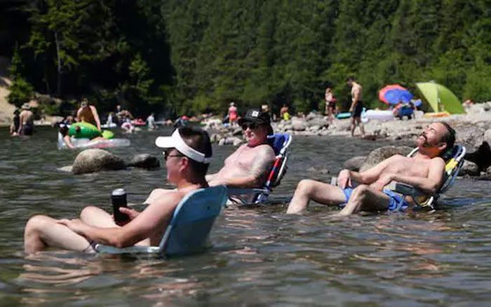 Residents of British Columbia, Canada, cooling off at Alouette Lake.