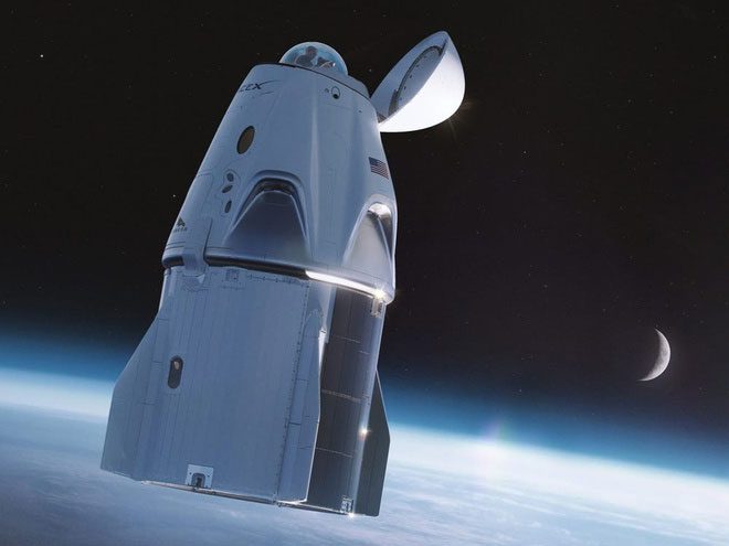Illustration of the Crew Dragon spacecraft.