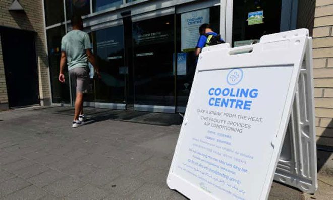 Entrance to the cooling center in Vancouver