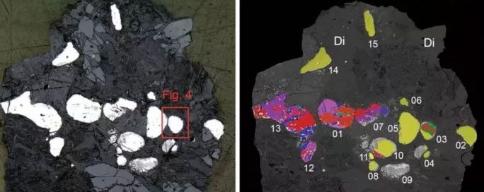 Close-up of materials seemingly belonging to extraterrestrial worlds