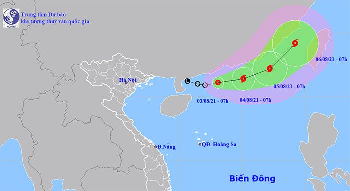 Location and movement direction of the tropical depression.