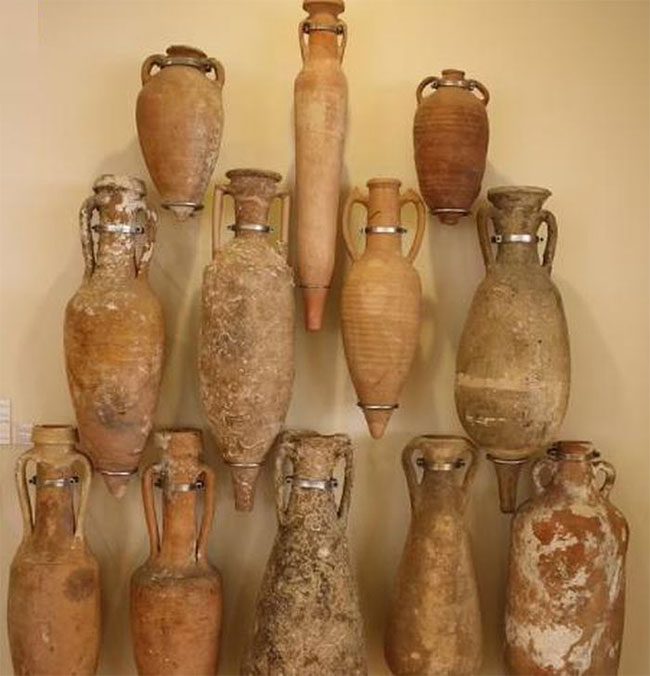 Ancient jars commonly used for storing wine and olive oil