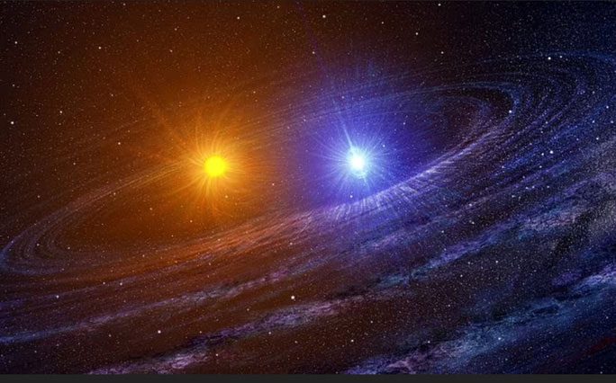Graphic depiction of the eruptive star system