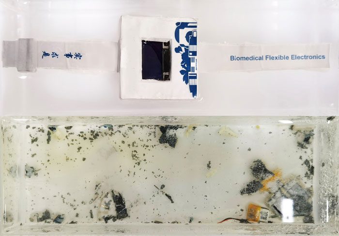 The polymer shell and electronic circuits completely dissolved within 40 hours.