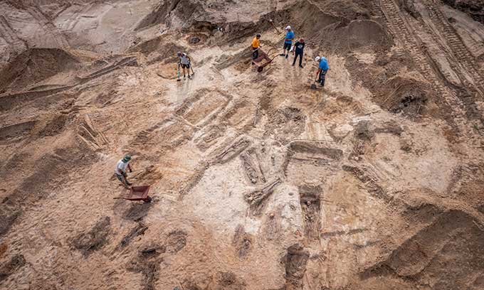 A series of graves of plague victims excavated in northern Poland.