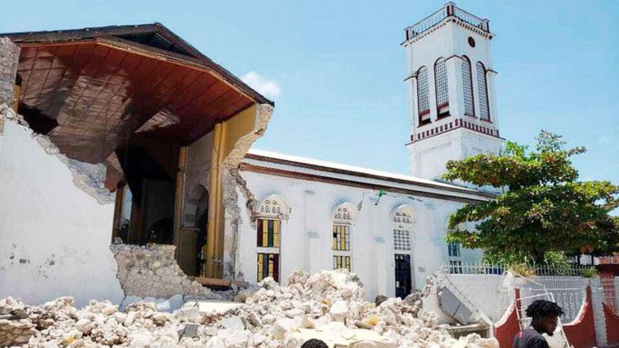 Sacred Heart Church damaged.