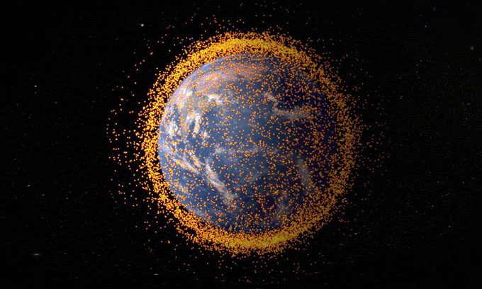 Illustration of space debris around Earth