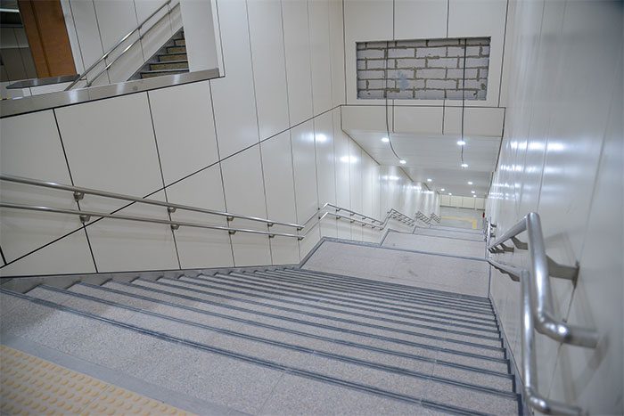 Stairs leading down to the underground station