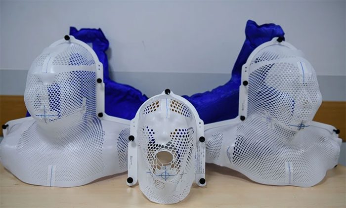 The mask helps stabilize the position, making radiation therapy as effective as possible.