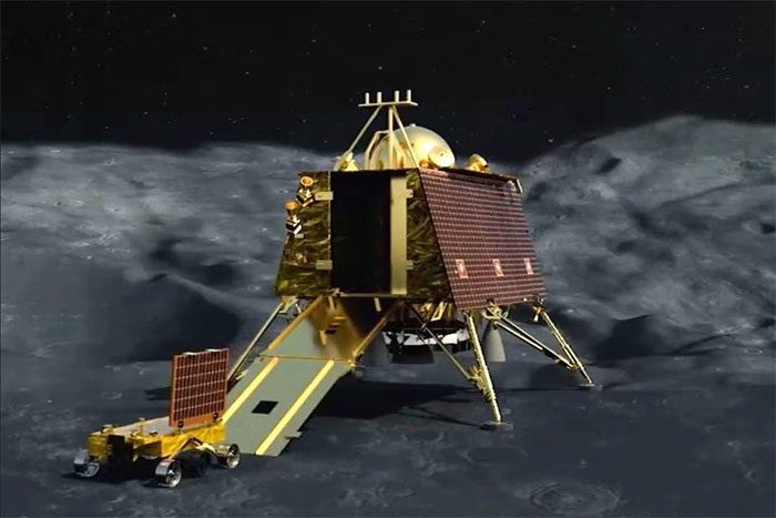 Simulation of the Vikram lander and Pragyan rover from the Chandrayaan-3 mission