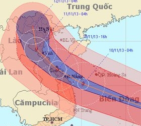 24 hours to the eye of super typhoon haiyan into the coastal area of hue binh dinh 50179