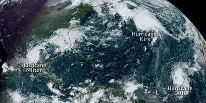 Three hurricanes are concurrently active in the Atlantic.