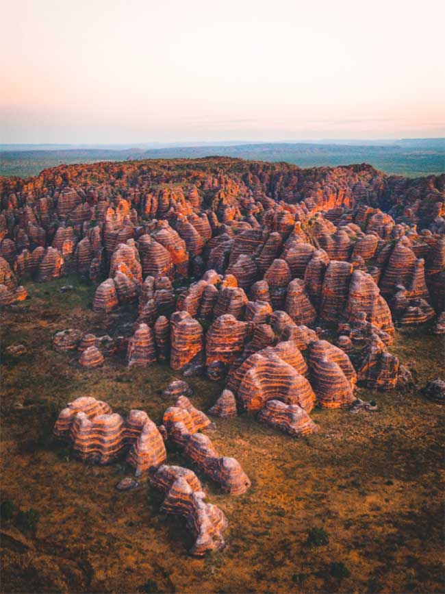 Twenty million years of weathering have created the eroded sandstone towers of the Bungle Bungles.