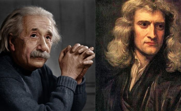 Scientists Einstein and Newton.