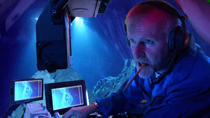 Director James Cameron during the submarine expedition to the Mariana Trench.