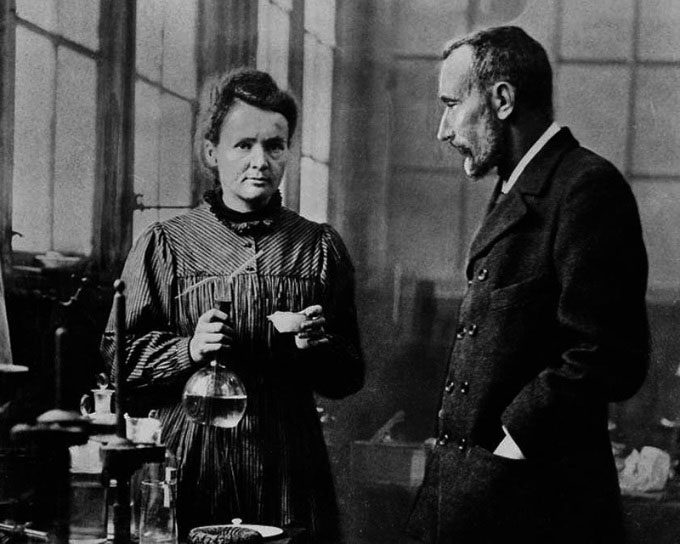 Marie Curie with her husband, Pierre Curie.