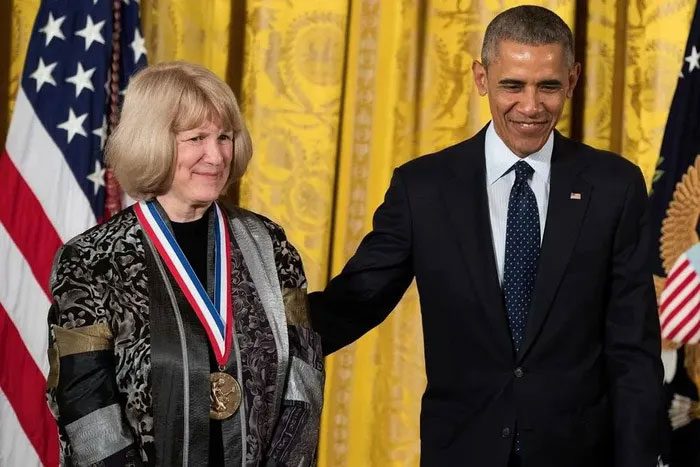 Mary-Claire King at the National Medal of Science ceremony at the White House