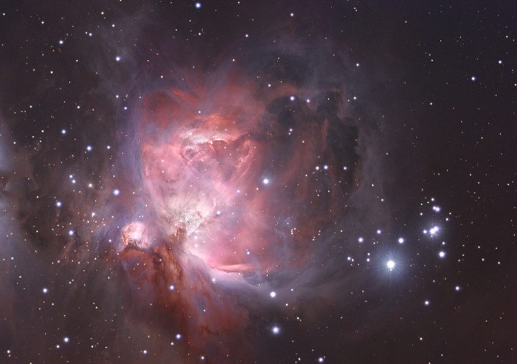 The Orion Nebula (or Messier 42), located in the Orion constellation, is approximately 1.34 light years away from us.