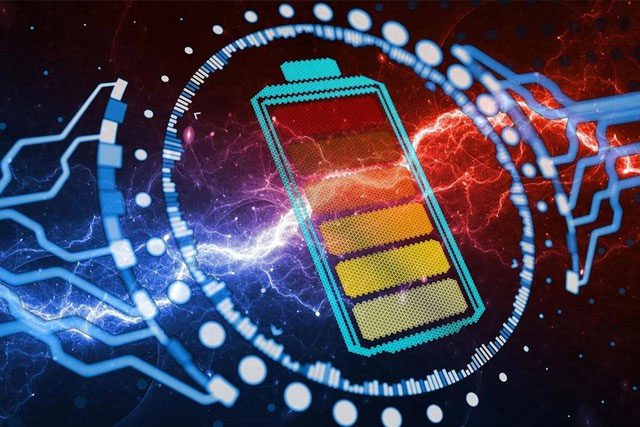 During charging and discharging, lithium ions move back and forth between the positive and negative electrodes.