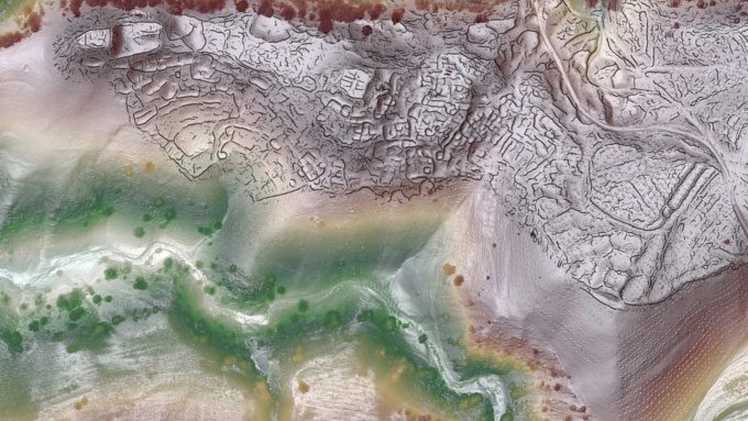 Lidar image of Tugunbulak, the site of a medieval city in Uzbekistan.