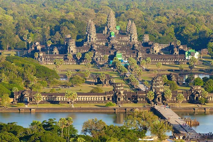 View of the Angkor Wat temple in Siem Reap province.