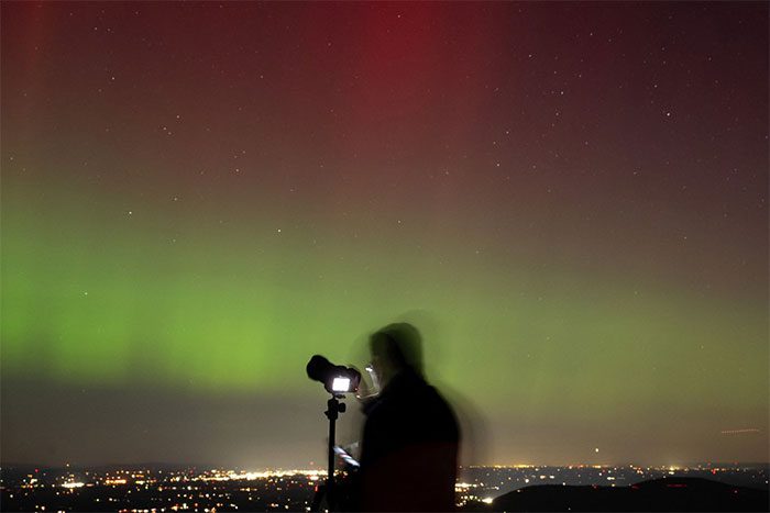 Aurora in Shenandoah National Park in Rileyville, Virginia, USA, on October 10.