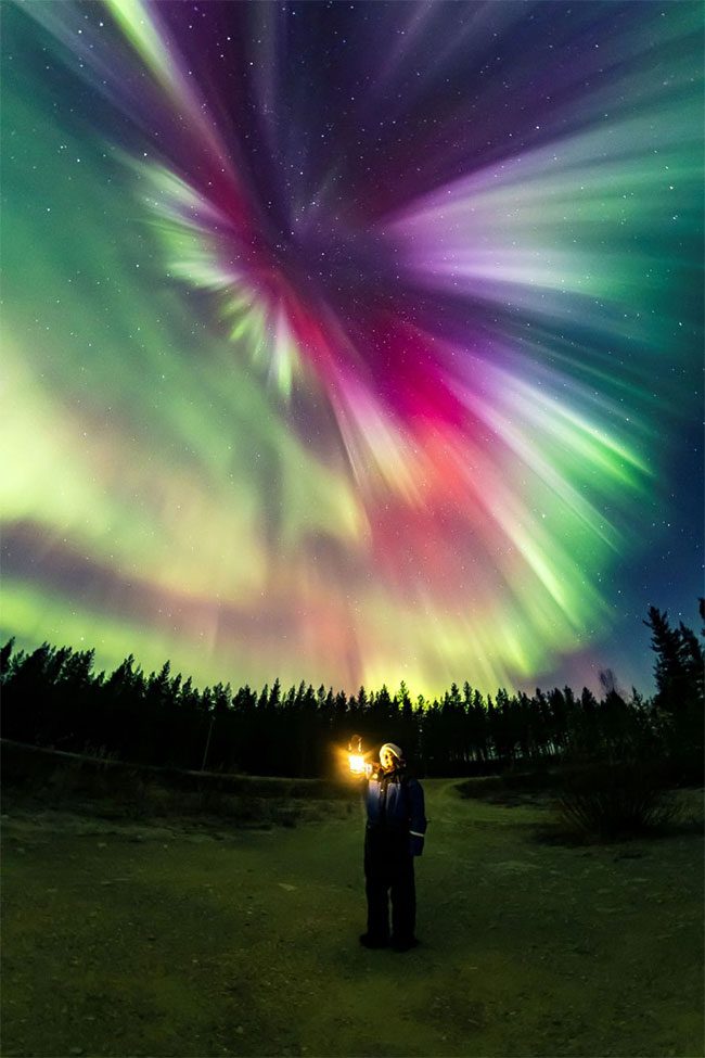 Northern lights appearing in Sodankyla, Finland, on October 8.