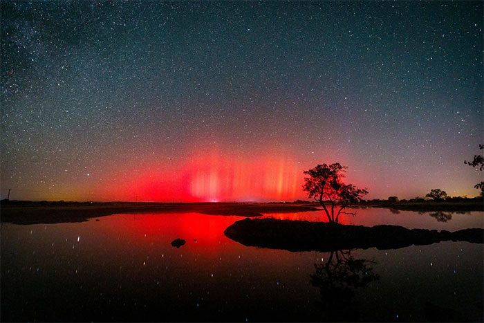 Northern lights over Mudanjiang city, Heilongjiang province, China